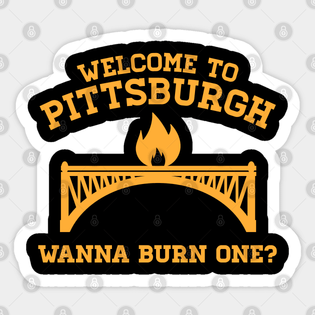 Pittsburgh Burning Bridge Sticker by AngryMongoAff